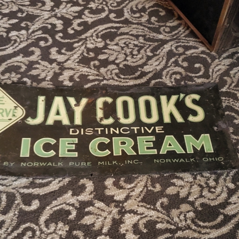 Antique 1940's vintage ice cream sign metal